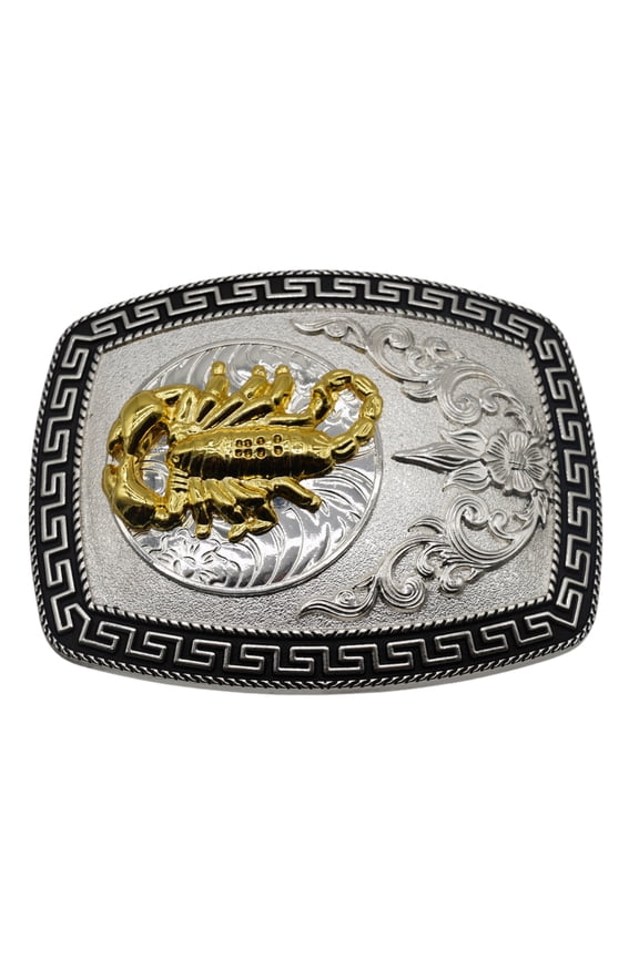 Western Rodeo Silver Black Gold Tone Design Fashion Cowboy Belt Buckle