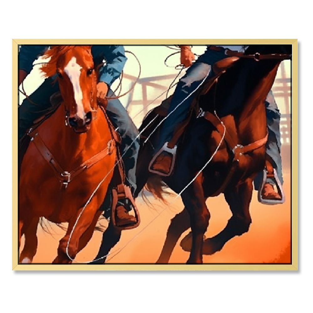 Western Roping Horse Team Picture Wall Decor Art Print Poste - Walmart.com
