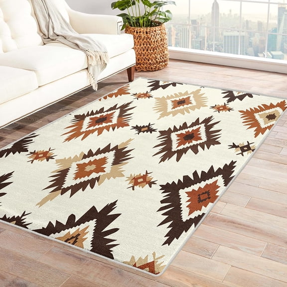 Western Rug Tribal Rugs for Bedroom, Living Room, Home Decor Native Area Rug Southwest Geometric Indoor Floor Carpet Washable Non Slip-2' x 3'