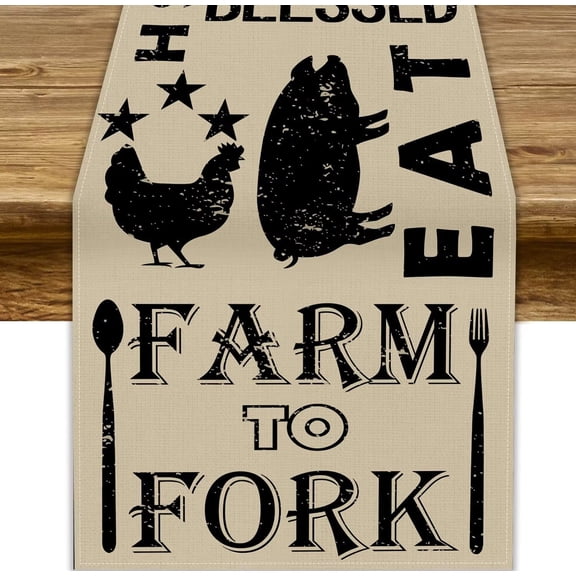 Western Rural Farm Table Runner Retro Table Decor Cattle Chicken Pig Kitchen Dining Table Decoration for Living Room Holiday Outdoor Home Party 13x36in