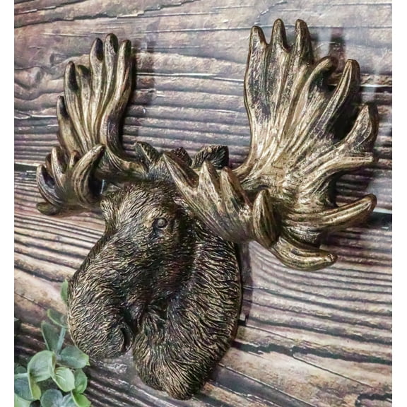Western Rustic Bull Moose Head Wall Multi Point Key Coat Hooks Plaque Decor