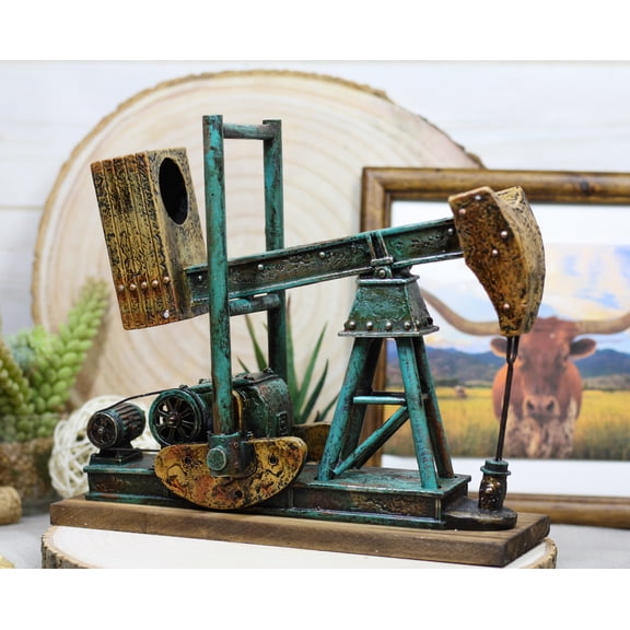 Western Rustic Nodding Donkey Pumpjack Oil Derrick Rig Wine Bottle Holder Model
