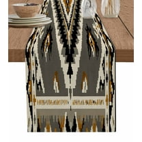 Western Rustic Table Runner-Cotton Linen- 90 Inch Holiday Dresser Scarves, Tribal Patterns Ethnic Aztec Bohemian Tablerunner for Kitchen Coffee/Dining Bedroom Living Room Dinner Scarf Décor 13x90
