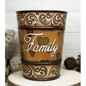 Western Rustic Tuscany Scroll Art Inspirational Family Waste Basket Trash Bin