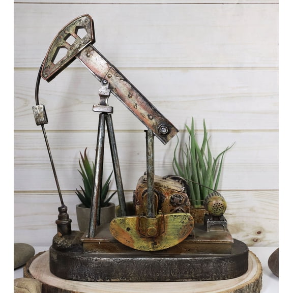 Western Rustic Vintage Nodding Donkey Pumpjack Oil Derrick Rig Pumpjack Figurine