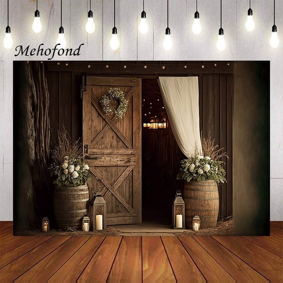 Western Rustic Wood House Flower Kid Birthday Party Wedding Portrait r ...