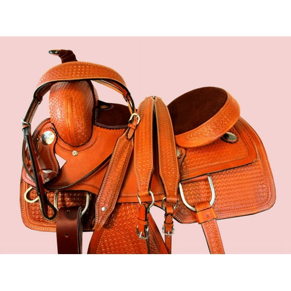 Western Saddle Barrel Racing New Leather Pleasure Trail Tack Set | Brown