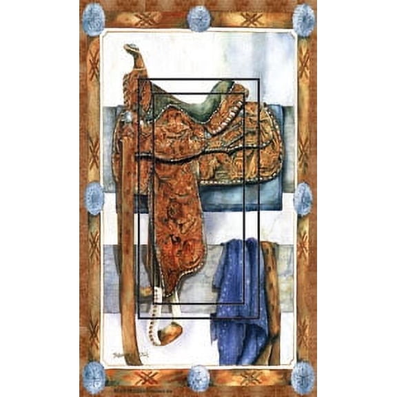 Western Saddle&Boots Single Rocker SwitchStix Peel and Stick Art Deco Switch Plate Cover Applique Washable Heat/Steam/Water-Resistant - 1 unit