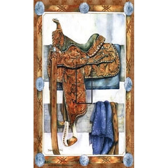 Western Saddle&Boots Single Toggle SwitchStix Peel and Stick Art Deco Switch Plate Cover Applique Washable Heat/Steam/Water-Resistant - 1 unit
