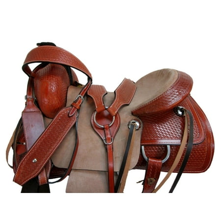 Western Saddle Trail Pleasure Hard Seat Horse Tooled Leather Tack 15 16 17 18 FQHB With Headstall Breast Collar Reins | Free Shipping