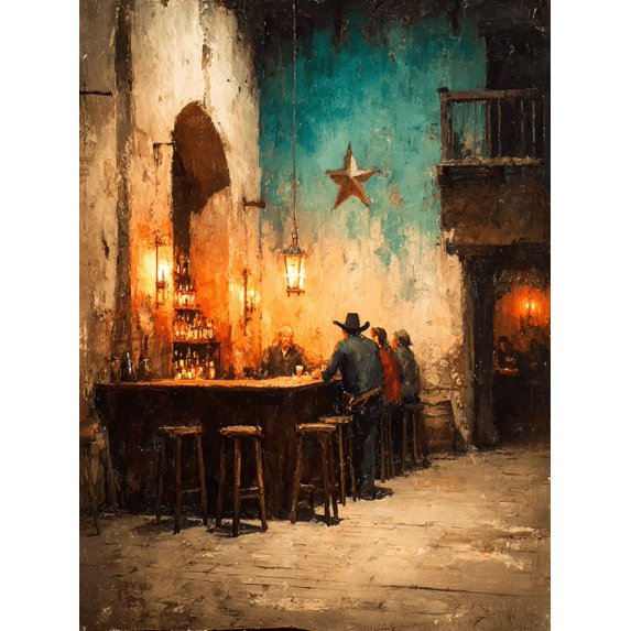 Western Saloon Canvas Wall Art, Old West Cowboy Bar Print, Rustic Cabin Ready to Hang Decor