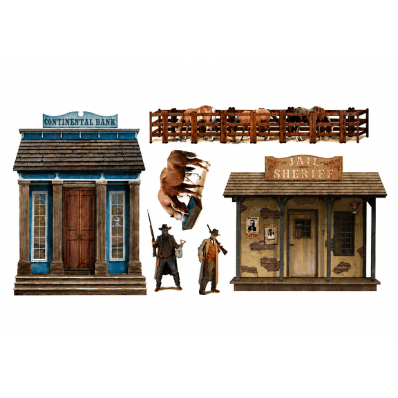 Western Scene Wall Props 2 Piece Plastic Decor