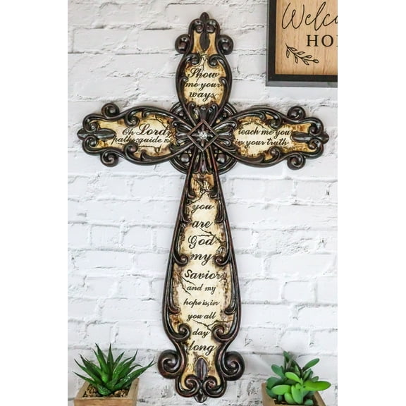 Western Scrollwork Fleur De Lis Show Me Your Ways Oh Lord Prayer Wall Cross