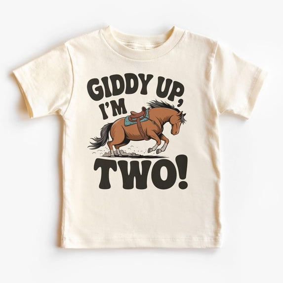 Western Second Birthday Bucking Horse Toddler Shirt - Giddy Up Im Two Rodeo Western Cowboy Cowgirl Outfit - Boho Toddler, Youth Tee TODDLER SHORT SLEEVE TEE BELLA CANVAS 3001T