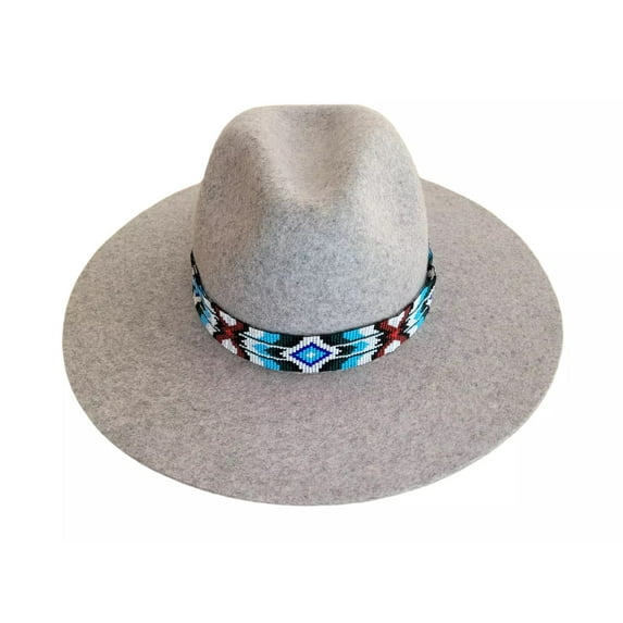 Western Seed Beaded Hat Band Fit Cowboy Hatband South West Hat Band By MDream (Hat Band Only) Blue Red