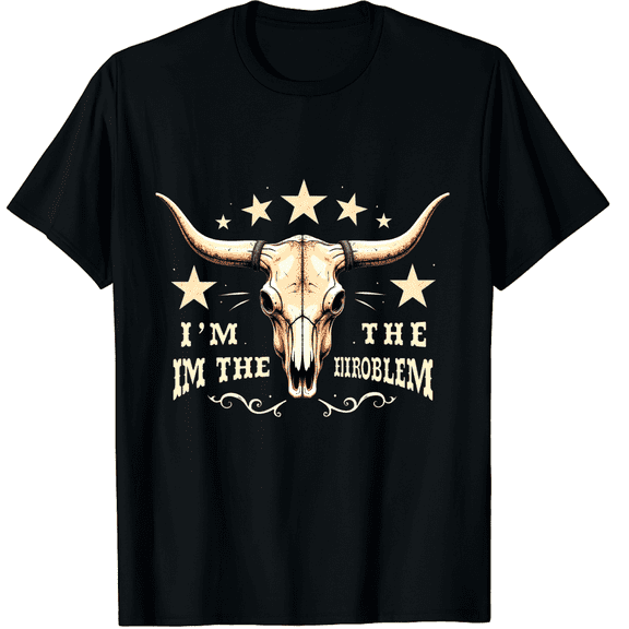 Western Shirt Cowgirl Im The Problem Country Concert Summer Graphic Black T-Shirt for Men and Women