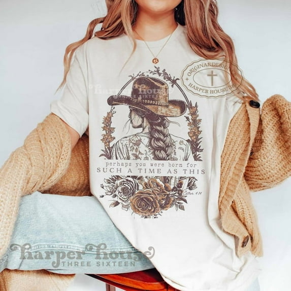 Western Shirt Esther 4:14 For Such A Time As This Christian Shirts, Vintage Cowgirl Aesthetic Shirt, Boho Shirt, Religious Shirt