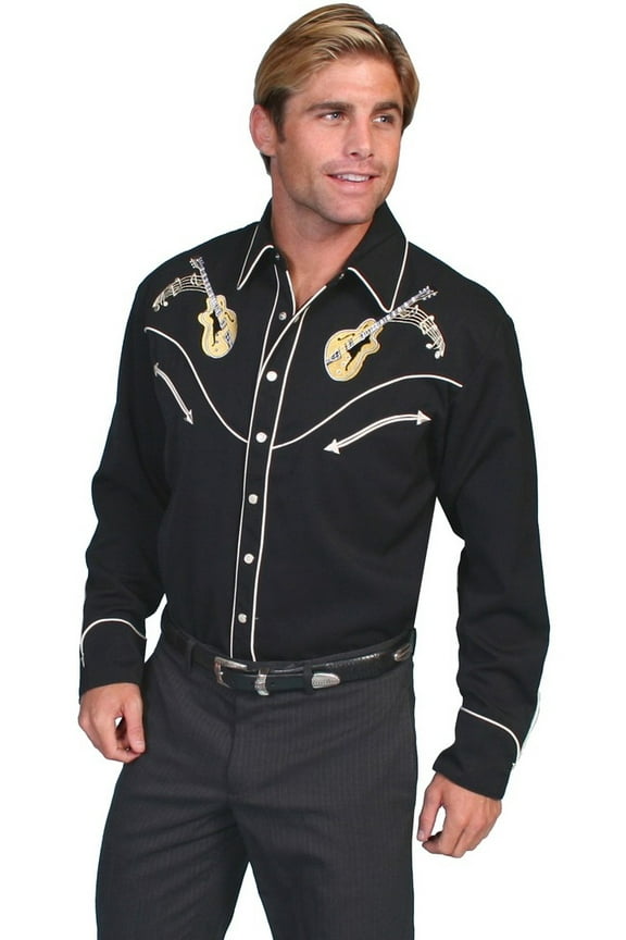 Western Shirt Mens L/S Snap Embroidered Rock N Roll P-665