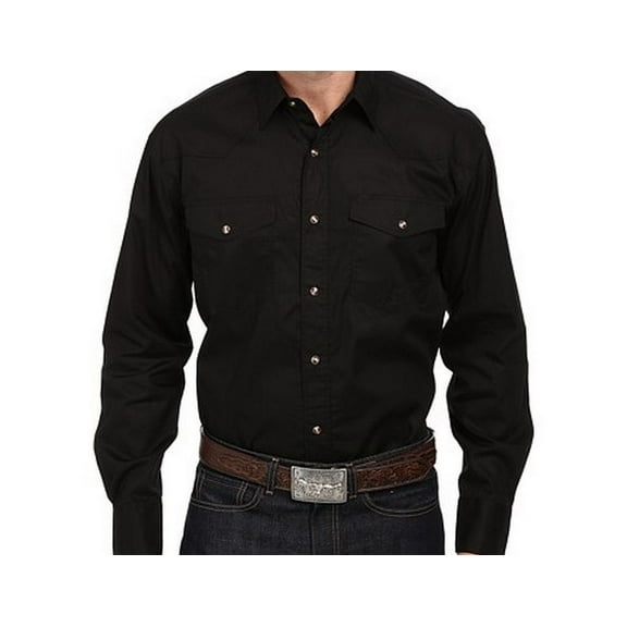 Western Shirt Mens L/S Snap Solid Black 03-001-0265-1017 BL