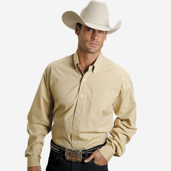Western Shirt Mens L/S Solid Button Gold 11-001-0566-0032 YE