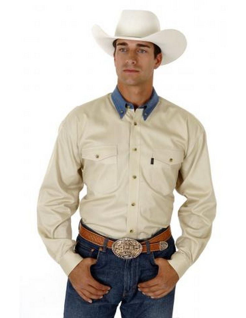 Western Shirt Mens L/S Solid Button Khaki 06-001-0612-0162 KH - Walmart.com