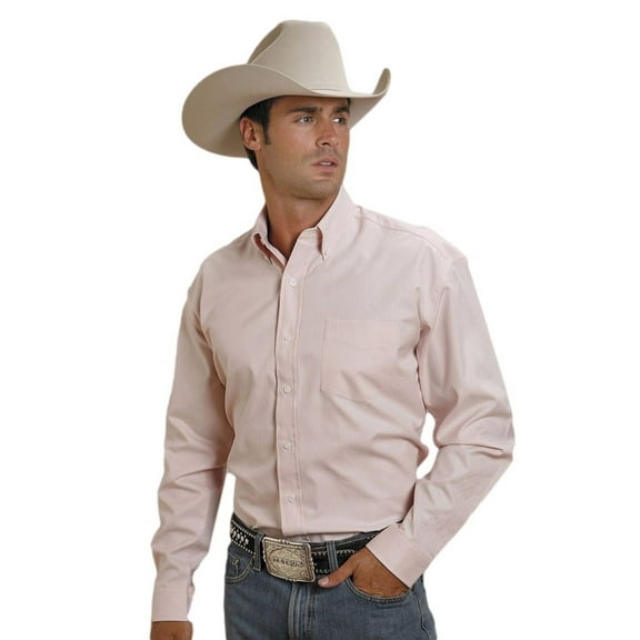 Western Shirt Mens L/S Solid Button Pink 11-001-0566-0040 PI