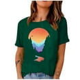 thumbnail image 1 of Western Shirts Casual Tee for Women Summer T Shirt Short Sleeve Crewneck Beach Tops Vintage Country Graphic Green XXL, 1 of 4
