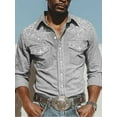thumbnail image 1 of Western Shirts for Men Cowboy Shirts Long Sleeve Embroidered Country Shirt Slim Fit Button Down Shirt Casual Work Gray L, 1 of 4