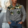 thumbnail image 1 of Western Shirts for Men Cowboy Shirts Long Sleeve Embroidered Country Shirt Slim Fit Button Down Shirt Casual Work Gray XL, 1 of 5