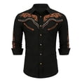 thumbnail image 1 of Western Shirts for Men Embroidered Long Sleeve Button Down Regular Work Dress Spring Fall Cowboy Black1 Shirts S-XXXL, 1 of 6