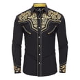 thumbnail image 1 of Western Shirts for Men Embroidered Long Sleeve Button Down Regular Work Dress Spring Fall Cowboy Yellow Shirts S-XXXL, 1 of 4