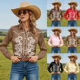 thumbnail image 1 of Western Shirts for Women Cowgirl Cowboy Floral Print Button Down Shirt Long Sleeve Snap Spring Fall Black Outfits L, 1 of 6