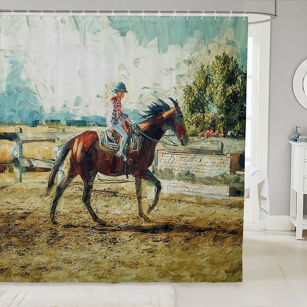 Shower Curtain Hooks Western 12-Pack - Cowboy Theme With Pistol, Bull \u0026  Horse Designs Bronze Shower Curtain Rings, image size:1200x1200