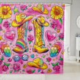 thumbnail image 1 of Western Shower Curtain Set,Groovy Cowgirl Boot Hat Flower Bathroom Set Home Decor,Farmhouse Sunflower Floral Bathroom Curtain Romantic Pink Rose Fabric Shower Curtain 72"Wx84"L, 1 of 6