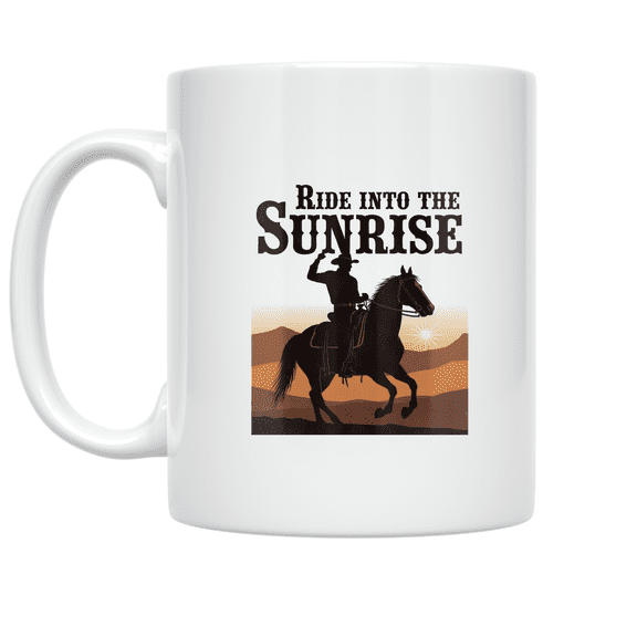 Western Silhouette Cowboy Design - Adventure Enthusiast - 11 oz Ceramic Coffee Mug