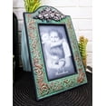 thumbnail image 1 of Western Silver Roses Turquoise Faux Tooled Leather Picture Photo Frame 4"X6", 1 of 5
