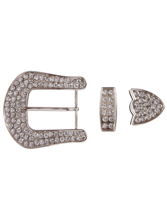 Western Single Prong Rhinestone Belt Buckle Set for Replacement or Leather Craft 1-1/2"