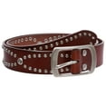thumbnail image 1 of Western Snap on Hammered Rivet Silver Circle Metal Studded Cowhide Leather Belt, 1 of 5