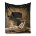 thumbnail image 1 of Western Soft Flannel Fleece Blanket, Wild West Themed Cowboy Hat and Old Ranching Rope on Wooden Display Rodeo Cowboy Style, Cozy Plush for Indoor and Outdoor Use, 70" x 90", Brown, by Ambesonne, 1 of 5
