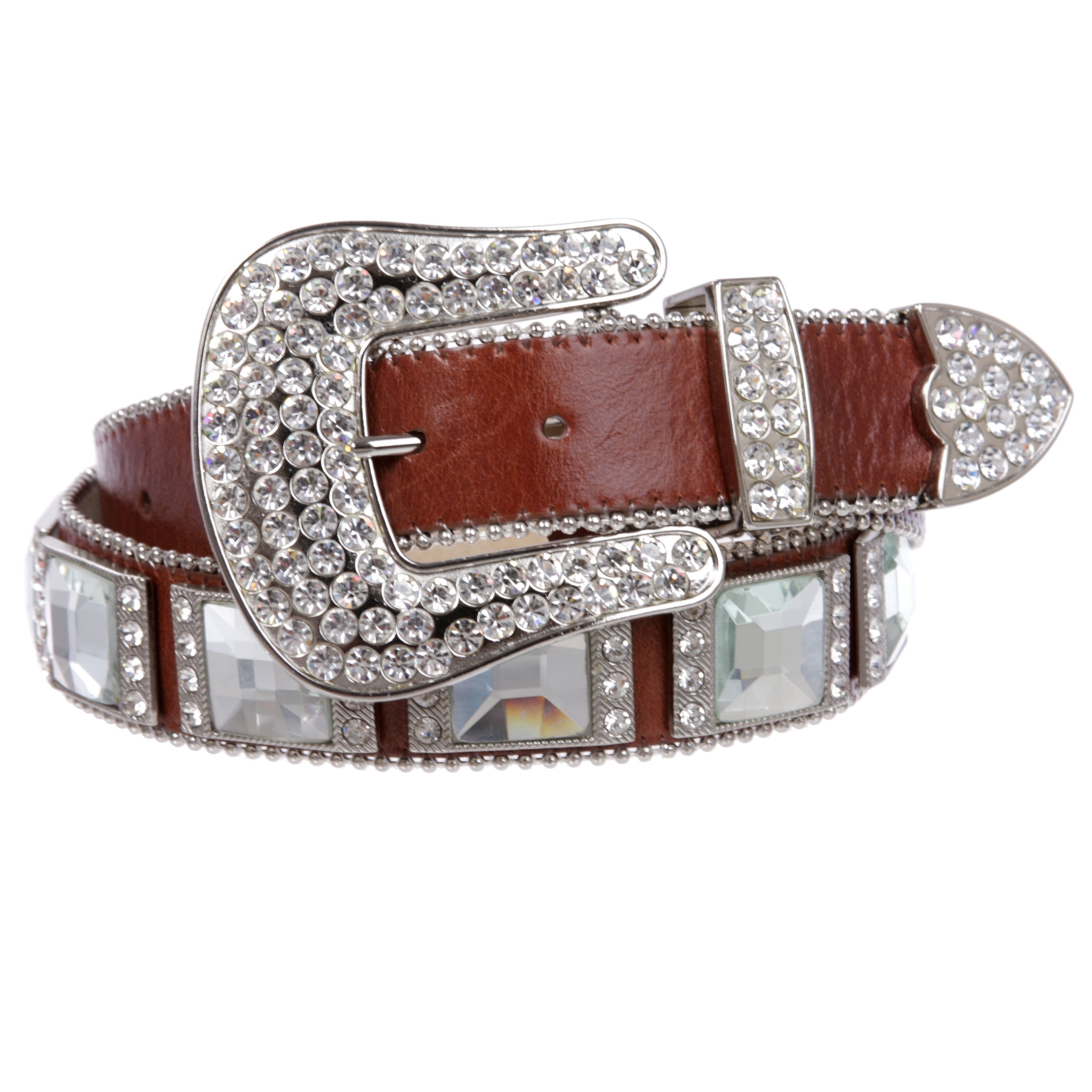 Genuine Leather Bling Western Belt S/M Rhinestone Buckle Bull Horseshoe Conchos Rhinestone/Concho Belts – Texas Boot Ranch main image 2