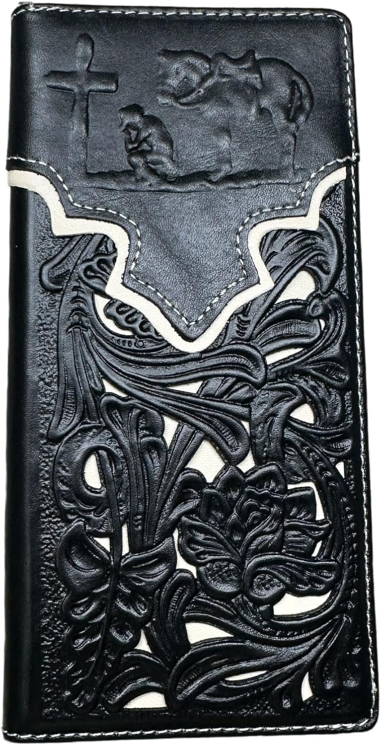 Western Stakes Mens Cowboy Praying Western Long Wallet Floral Cutout ...