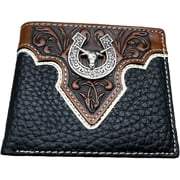 Western Stakes Mens Western Leather Bifold Wallet, Black