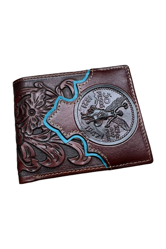 Men's Western Leather Long Wallet, Brown