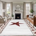 thumbnail image 1 of Western Star Area Rugs 8'x10', Washable Small Throw Rugs for Living Room Patio, Ethnic Country Red Stars White Wooden Plank Indoor Outdoor Rug Non-Slip Low Pile Carpet Runner Reversible Floor Mats, 1 of 8
