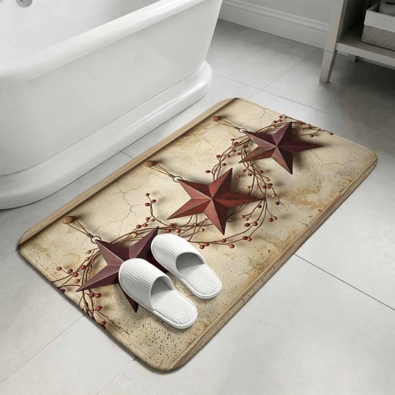 Western Star Brown Bathroom Rugs Non Slip Washable Bath Mat Absorbent Front Door Mat Farmhouse Berry Botanical Vintage Indoor Doormat for Kitchen Entryway Shower Decor Accessories 15.7"x23.6"
