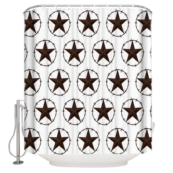 Western Star Brown Bathroom Shower Curtains with 12 Hooks Polyester Waterproof Shower Curtain for Stalls and Bathtubs round Southwestern Decorative Bathroom Privacy Curtain 36x78 Inches