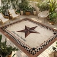 thumbnail image 1 of Western Star Brown Outdoor Rug for Patio/Deck/Porch, Non-Slip Large Area Rug 5 x 7 Ft, Texas Stars Retro Farmhouse Buffalo Plaid Indoor Outdoor Rugs Washable Area Rugs, Camping Rug Carpet Runner, 1 of 8
