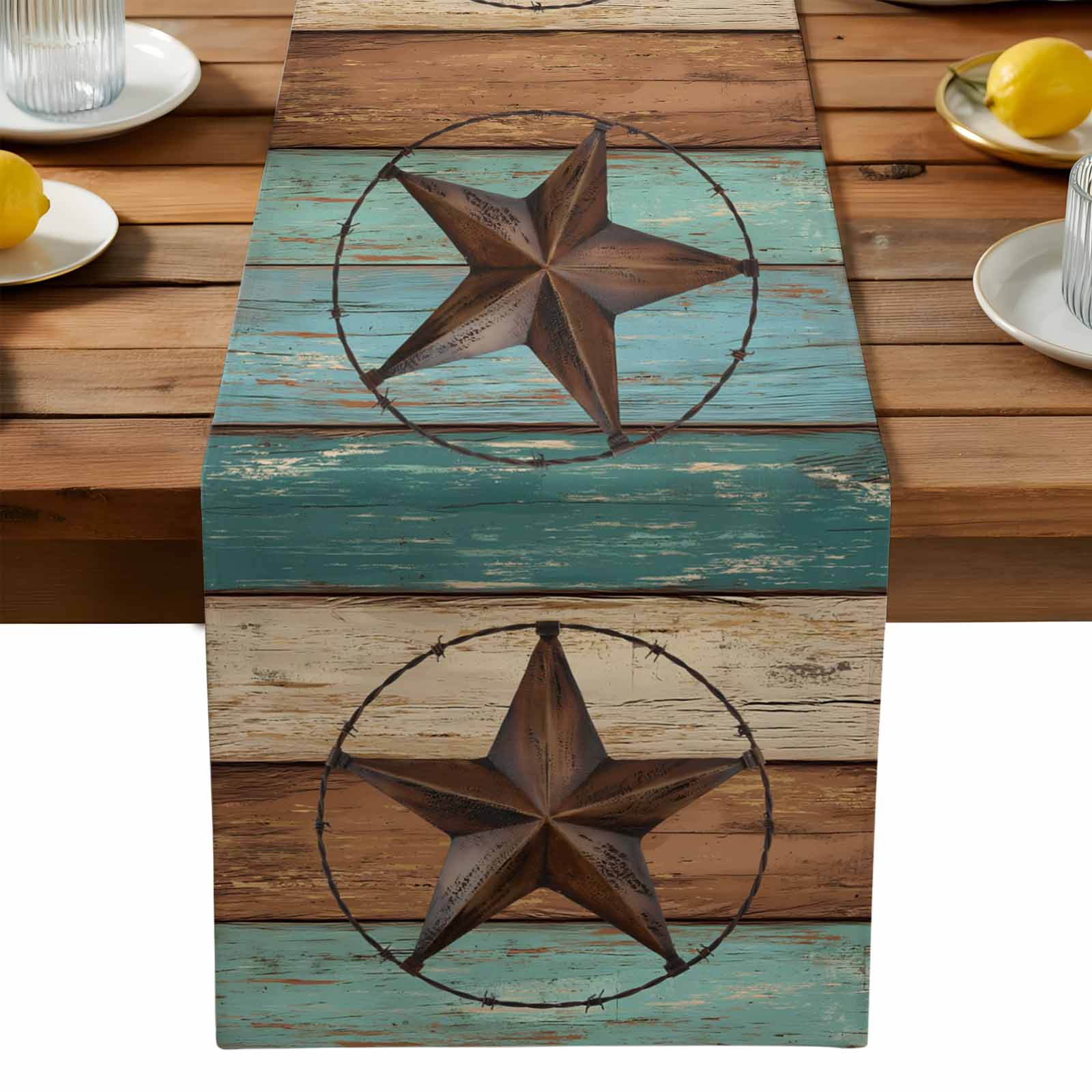 Western Rustic Table Runner Western Star Country Texas Table Runner Dresser Scarf,Kitchen Dining ...