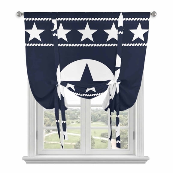 Western Star Ethnic Balloon Curtains for Windows, Bedroom Curtains 54 Inch Length, Navy Blue Texas Ethnic Stars Vintage Tie Up Curtains Panels Thermal Insulated Bathroom Curtains Window 42"x54"