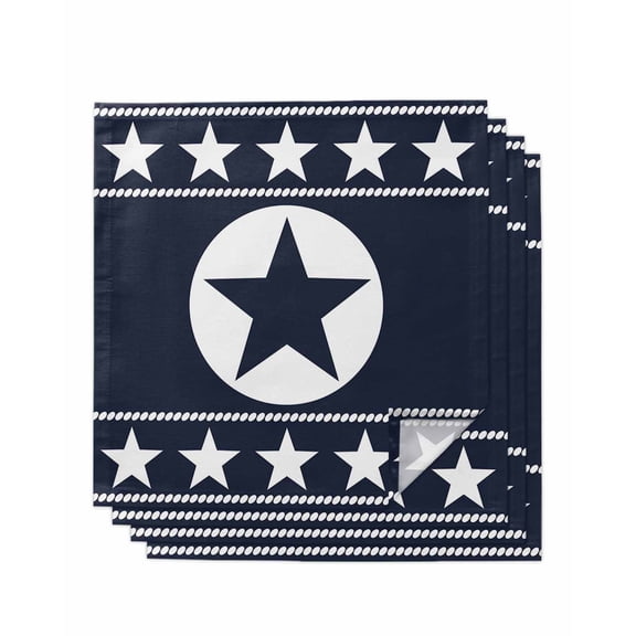 Western Star Ethnic Cloth Napkins Set of 4 Reusable Dinner Napkins, Navy Blue Texas Ethnic Stars Vintage Cocktail Napkin Washable Table Napkins for Wedding/Holiday Party/Baby Shower 20"x20"